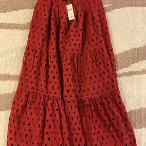 NWT Anthropologie Red Somerset Maxi Dress - Eyelet Edition